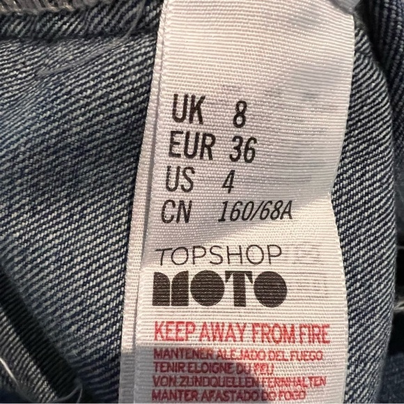 MOTO Blue Jean Skirt Frayed Bottom Size 4 - Picture 5 of 10